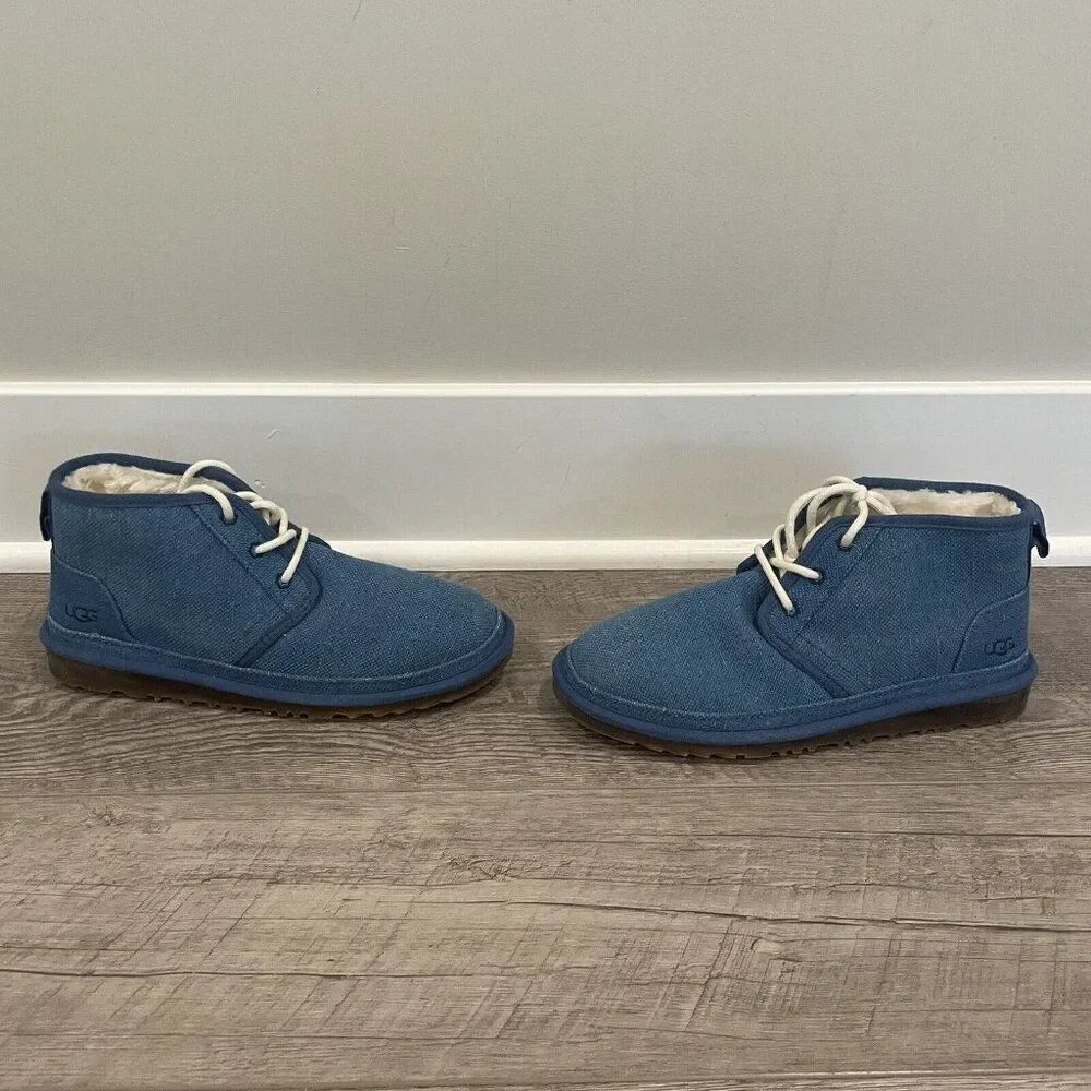 UGG Neumel Ankle‎ Boots Mens 9 Blue Natural Canvas Indigo NEW